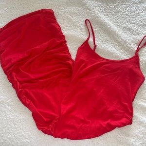 Never worn, red body-con dress